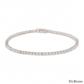 De Beers White Gold Diamond Eternity Line Bracelet